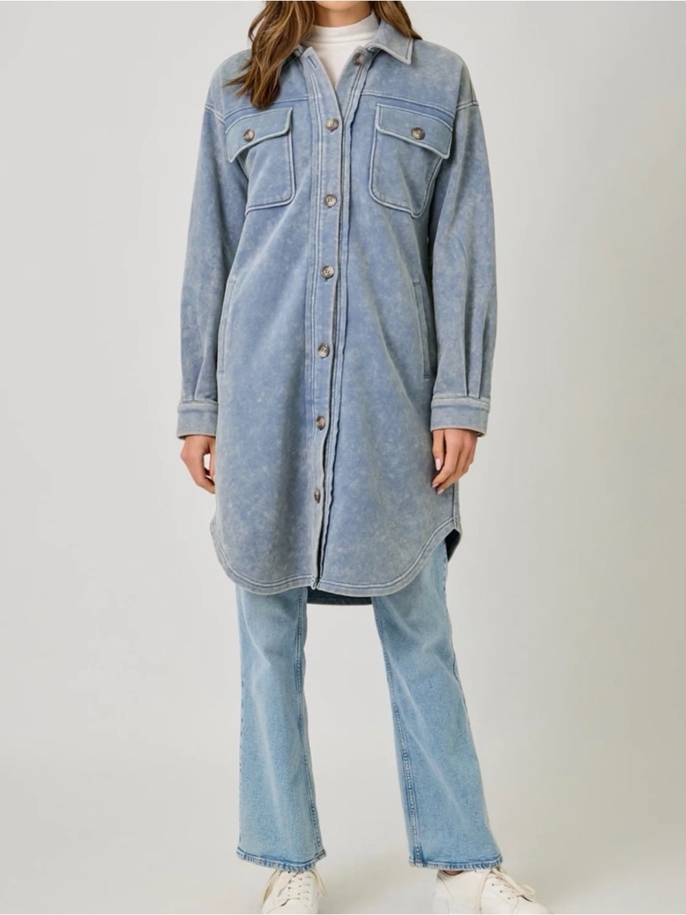 Mystree Taupe Fleece Trench Coat